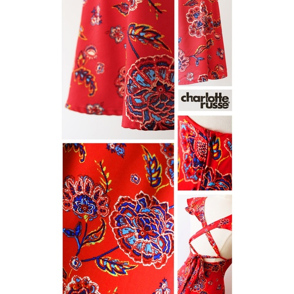 ✨Restock✨ Red Lace Up Open Back Square Neck Dress - Picture 6 of 8